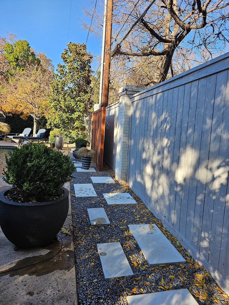 Stepping stone path with gravel