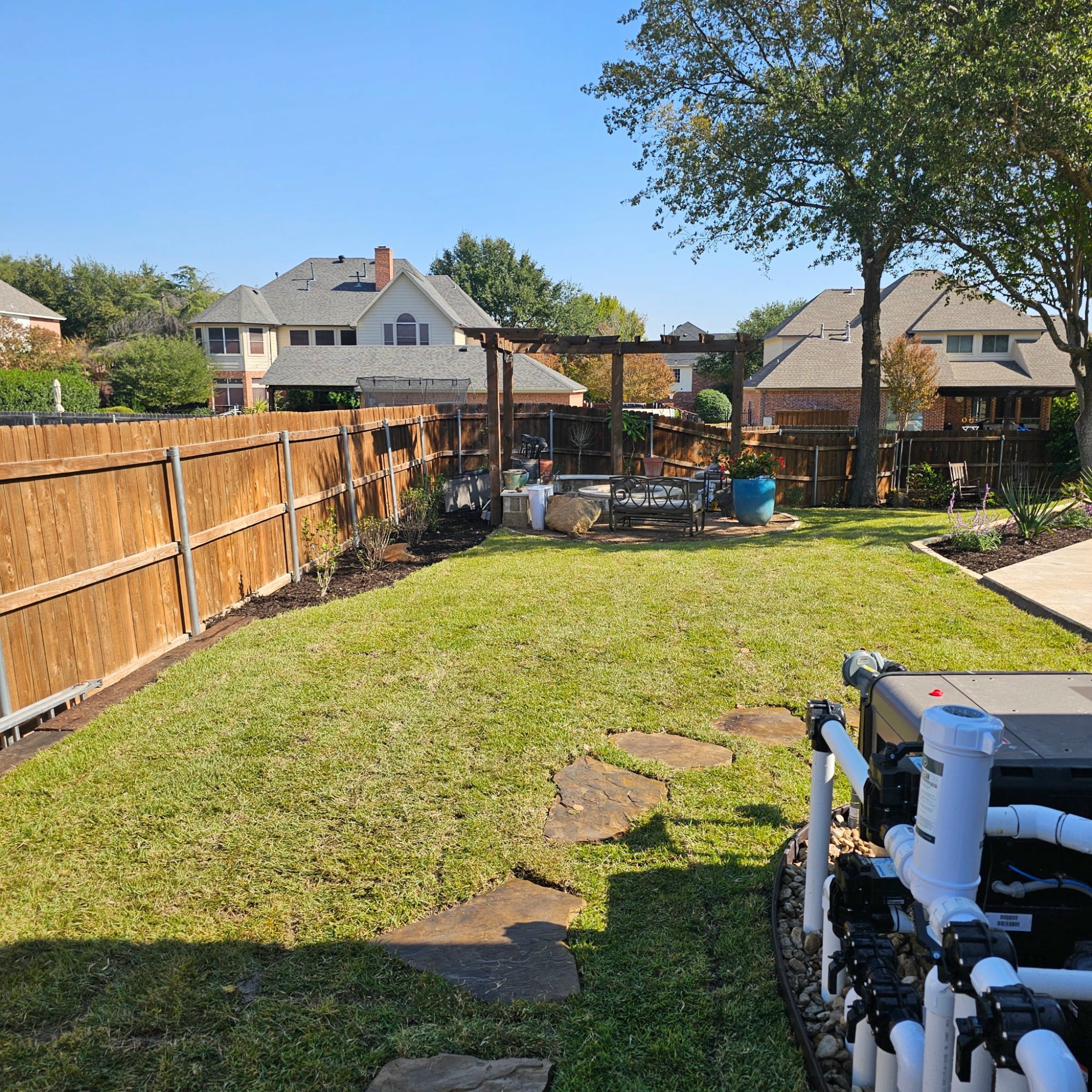 Completed backyard with fresh sod
