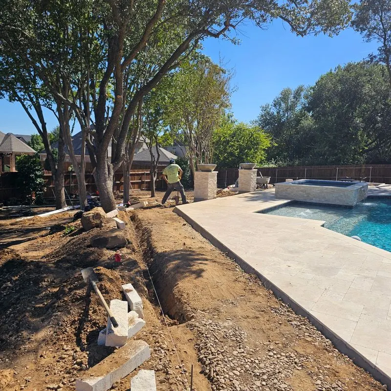 Pool area before landscaping