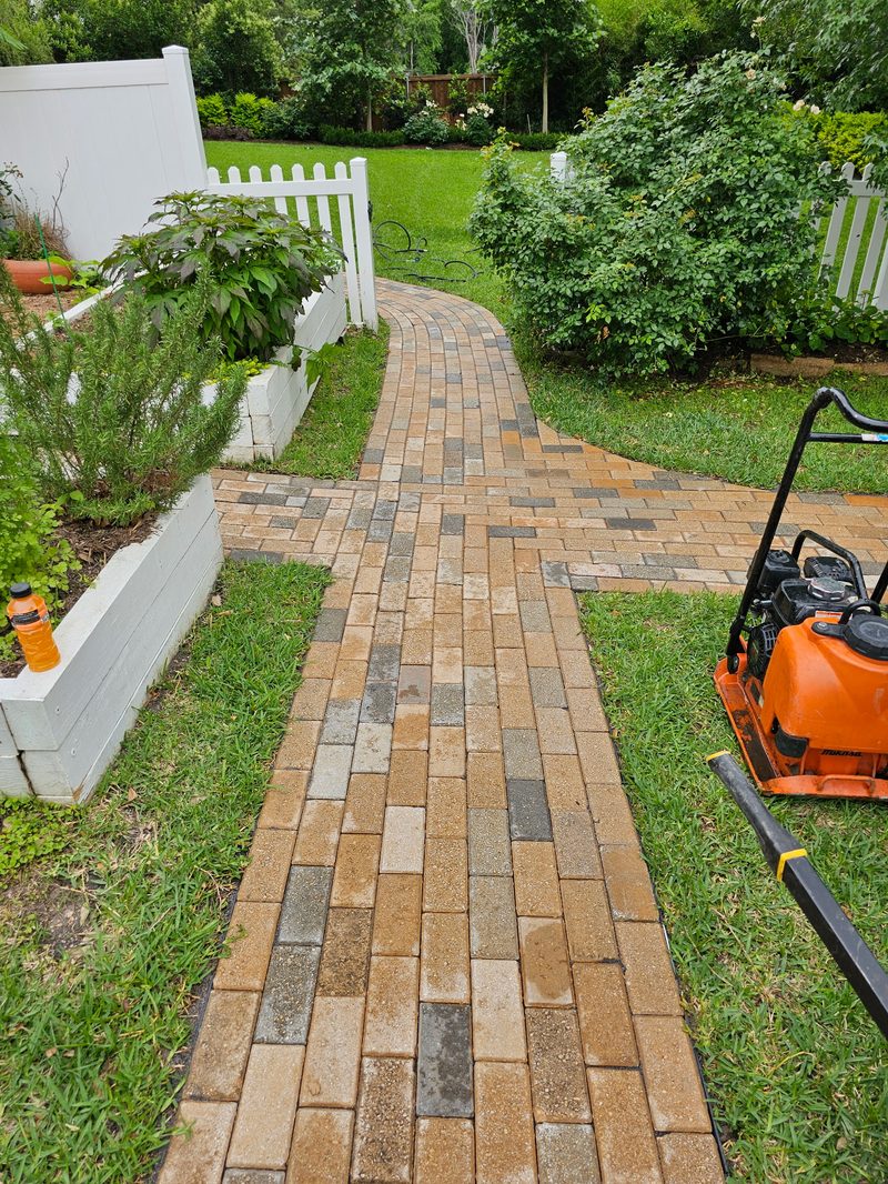 Paver path through garden beds